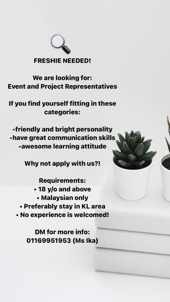 ellegrey1118's tweet photo. Recruiting people out there! 🔈❕

@kerjakosong123 @Oh_KerjaKosong @Jobkerjaya @twt_kerja @Twt_MKHcareer @kerja_kosongMY @jobseekers91 @MusKerjaKosong @ejawatankosong @getme_hired @twtkerjakosongg 

#sebarkerja #OhKerjaKosong #KerjaKosong #JawatanKosong #KerjaKosongTerkini https://t.co/a5DwhctOWV