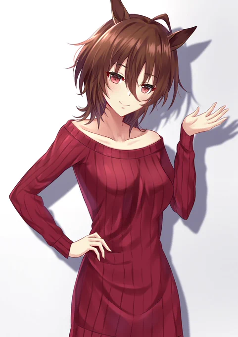 タキスカ私服
ロング丈ニットのペアルックだったりします 