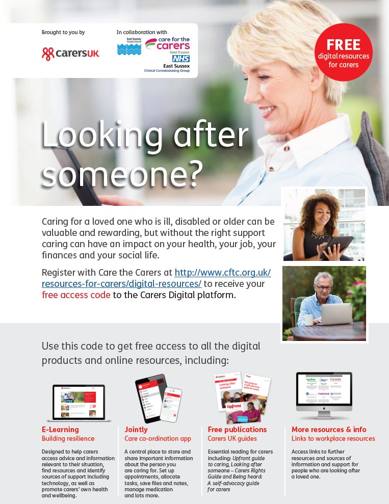This #CarersWeek2021, we've launched new digital resources for #carers to use. Packed with free e-learning, videos, publications &amp; guides, get free access to information that can help you in your caring role. Register to get the free code: cftc.org.uk/resources-for.…
#eastsussex