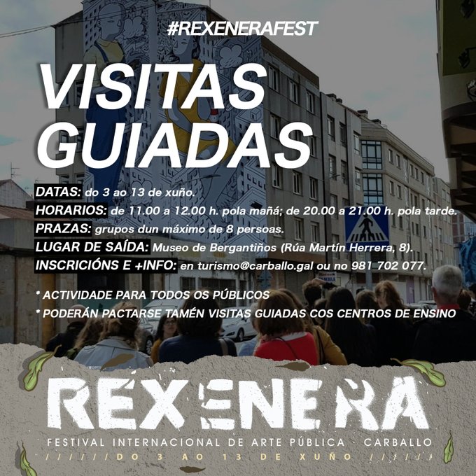 TurismoGalicia1's tweet photo. Recomendación semanal
@RexeneraF VISITAS GUIADAS gratuitas 
Festival Internacional de Arte Pública de Carballo. 
Del 3 al 13 de junio de 2021
#rexenera #rexenera2021 https://t.co/3T2YyKe29L