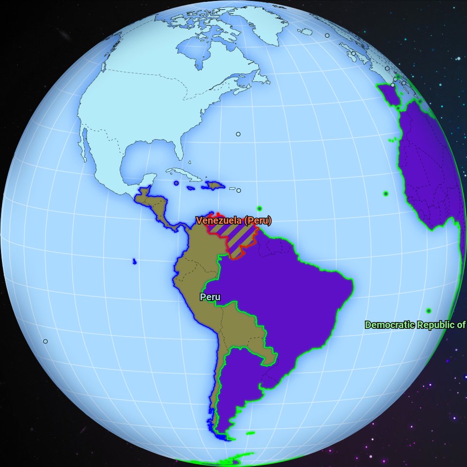 worldwarbot's tweet image. November 2110, Democratic Republic of the Congo conquered Venezuela territory previously occupied by Peru.
Check the full map at worldwarbot.com
#DemocraticRepublicoftheCongo #Peru