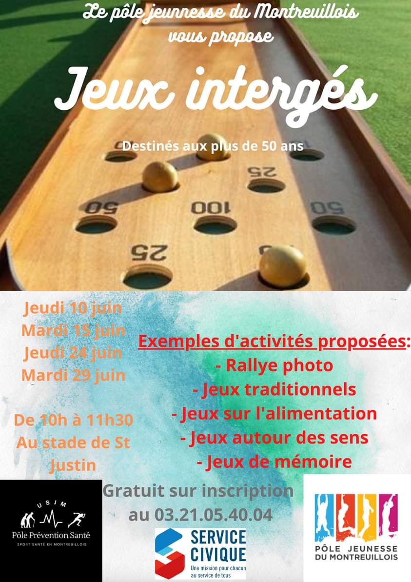 Activités Intergénérationnelles, organisées par les volontaires en service civique de l'Association. 
A partir de ce jeudi !
On compte sur votre présence 😉