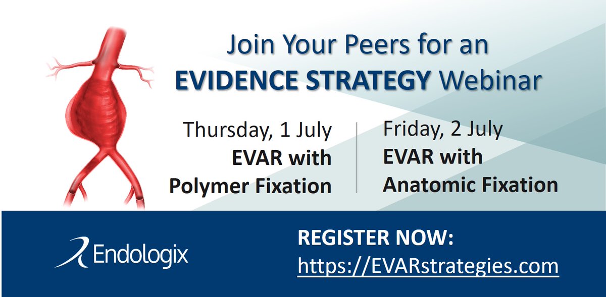 Register now for next month's virtual European Endologix Conference for peer-to-peer ALTO and AFX2 presentations and discussions. For the full agenda and to register, please visit: EVARstrategies.com 
#EVAR #AAA #PatientOutcomes
