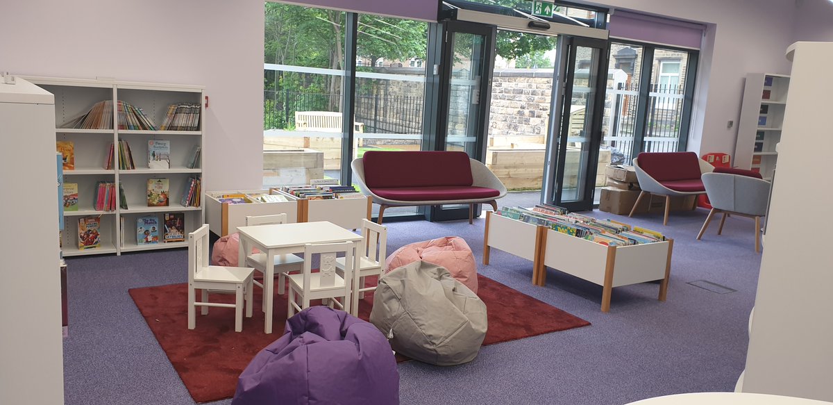 LibrariandyW's tweet photo. The grand opening will have to wait until we are safe to gather, but we're thrilled that, on a glorious sunny day, the brand new Birkby &amp; Fartown library in #Huddersfield opens to the public at 10am this morning 

@CarolStump1 @KirkleesLibrary #lovelibraries @KirkleesCouncil https://t.co/voQGh6Sez6