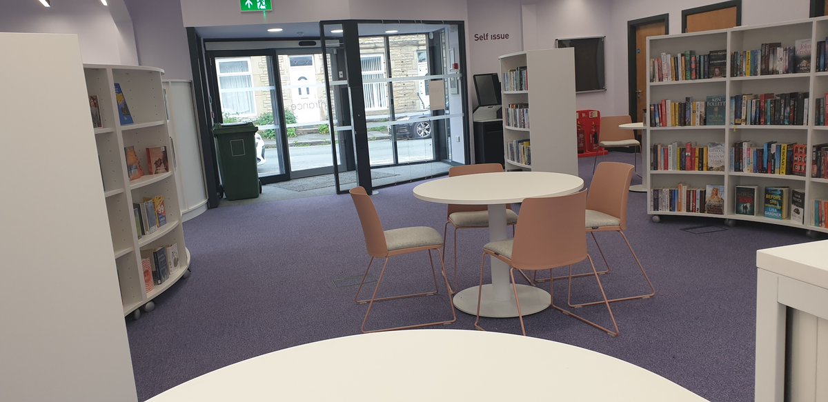 LibrariandyW's tweet photo. The grand opening will have to wait until we are safe to gather, but we're thrilled that, on a glorious sunny day, the brand new Birkby &amp; Fartown library in #Huddersfield opens to the public at 10am this morning 

@CarolStump1 @KirkleesLibrary #lovelibraries @KirkleesCouncil https://t.co/voQGh6Sez6