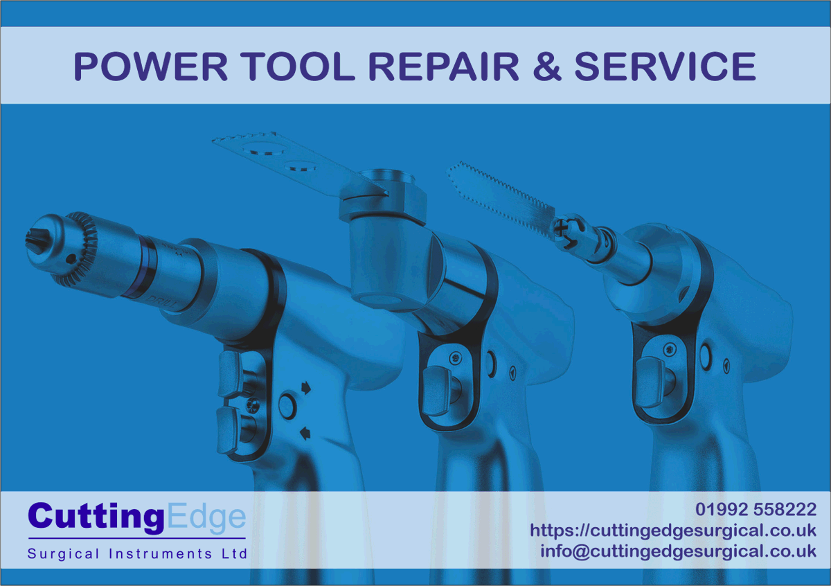 CuttingEdgeSurg's tweet photo. We offer a superb service for repairing all makes and types of Air, Electric, and Battery Power Tools along with all their attachments, hoses, and cables. For more information or to book a collection please call us on: 01992 558222 or email us at info@cuttingedgesurgical.co.uk https://t.co/ws7sw0PlYH