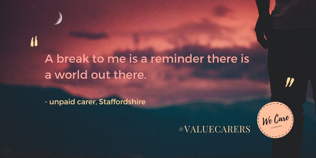 #UnpaidCarers who provide high levels of care for sick, or disabled relatives or friends, are more than twice as likely to suffer from poor health. 

We're calling for increased funding for #carers breaks this #CarersWeek