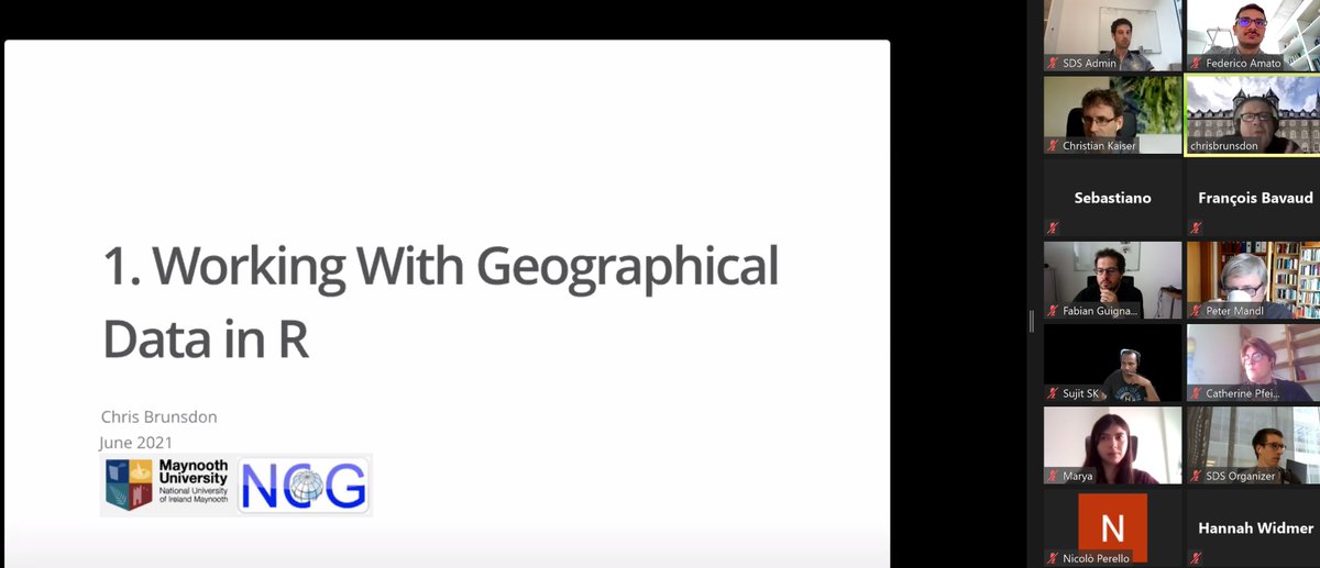 The short course "#R for advanced spatial analysis and mapping" by <a href="/chrisbrunsdon/">Chris Brunsdon</a> just started - don't miss it! #SDS2020 #Spatial #DataScience