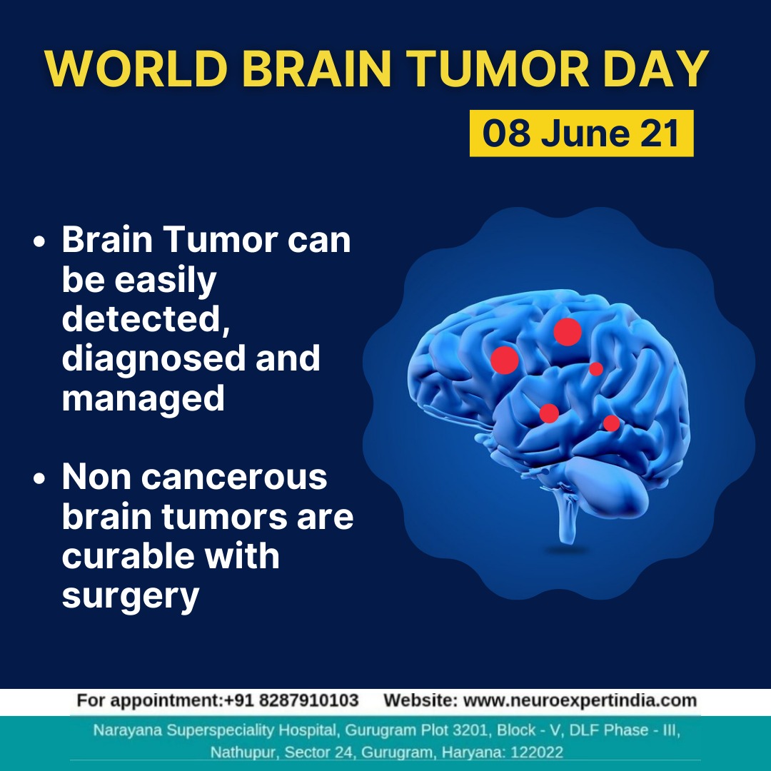 neuro_expert's tweet photo. Today is World Brain Tumour Day!!
Every year 8th of June is celebrated as World Brain Tumor Day. This day is to raise awareness and educate people about the brain tumor.
As awareness can make the cure possible, let's spread awareness about the 'Brain Tumors'.
📍Neuroexpert https://t.co/T0ycemgWCi