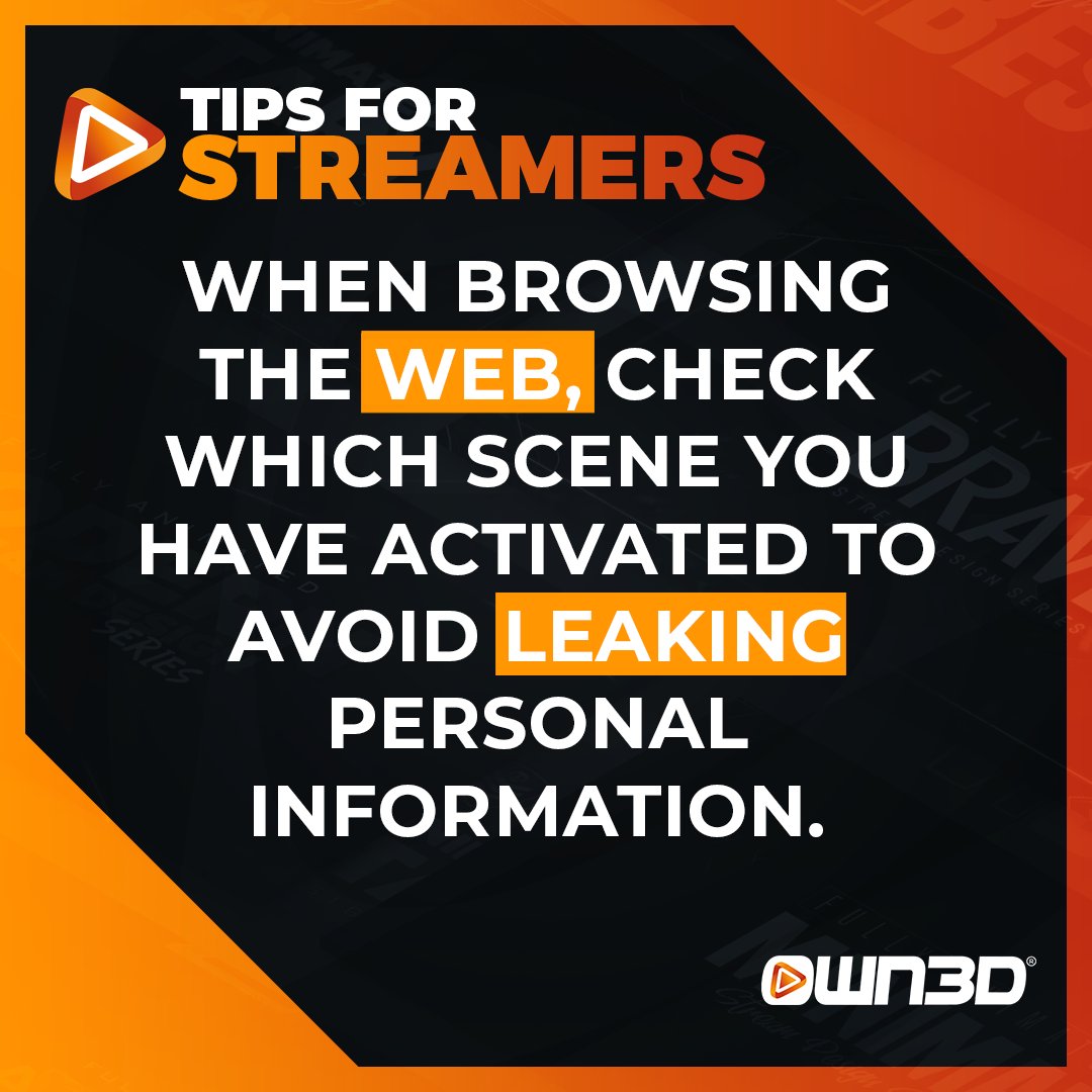 OWN3D's tweet image. Been there, seen that too often! 

Phone numbers, account balances, game-keys, addresses.... Make sure you don't show anything on stream when you don't want the whole internet to know ☝️

#Tuesdaytip #streamtips #streaming #livestreaming