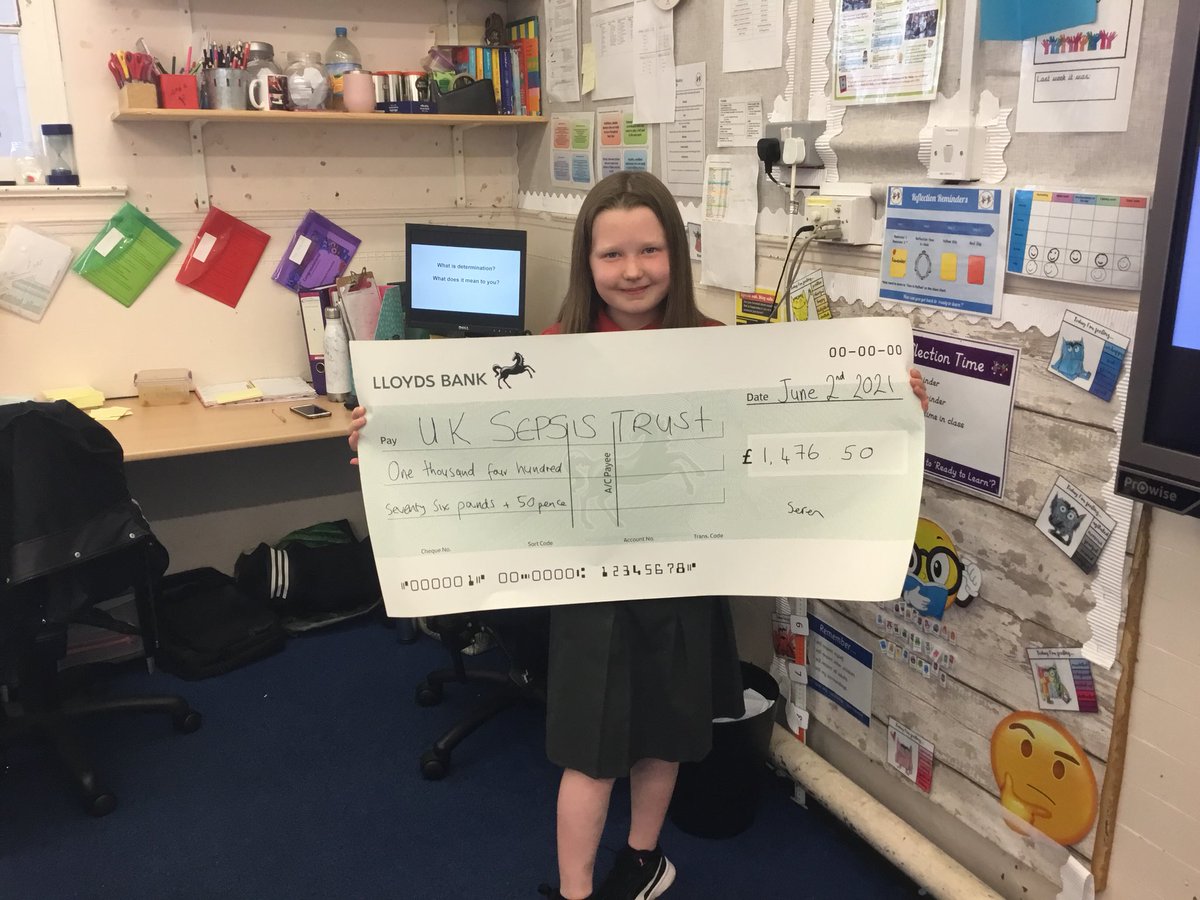 HTPSMissGoddard's tweet photo. We are all so proud of Seren for completing 11 challenges and raising £1,476.50 for @UKSepsisTrust in memory of her brother. @HTPSchool #Determination #Proud https://t.co/KJmaOJGWEb