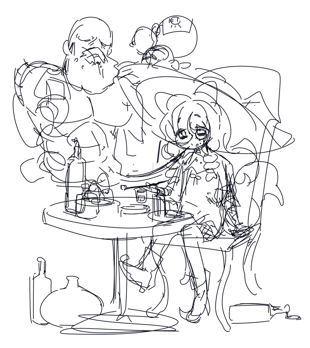 全部ぶち込んだらなんかようわからんラフが出来た
#フォロワーから要素貰って魔術師を作る 