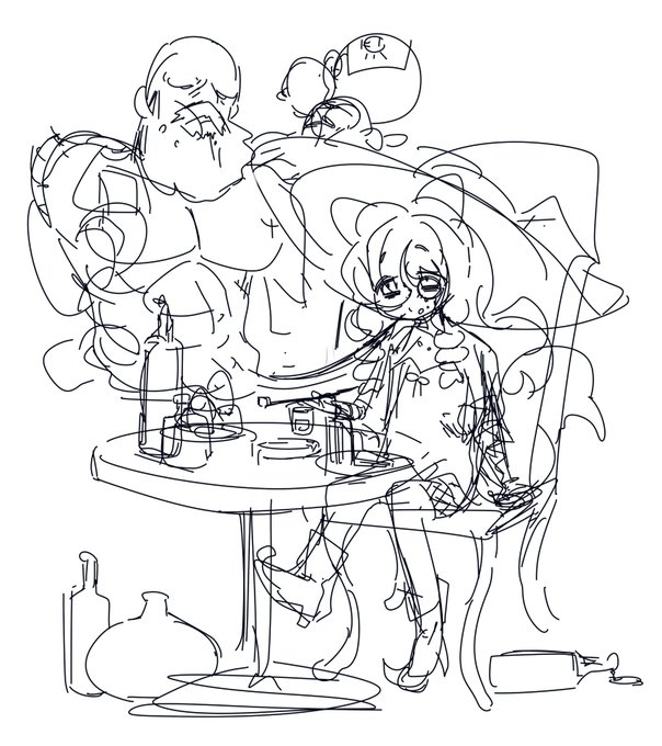 全部ぶち込んだらなんかようわからんラフが出来た
#フォロワーから要素貰って魔術師を作る 