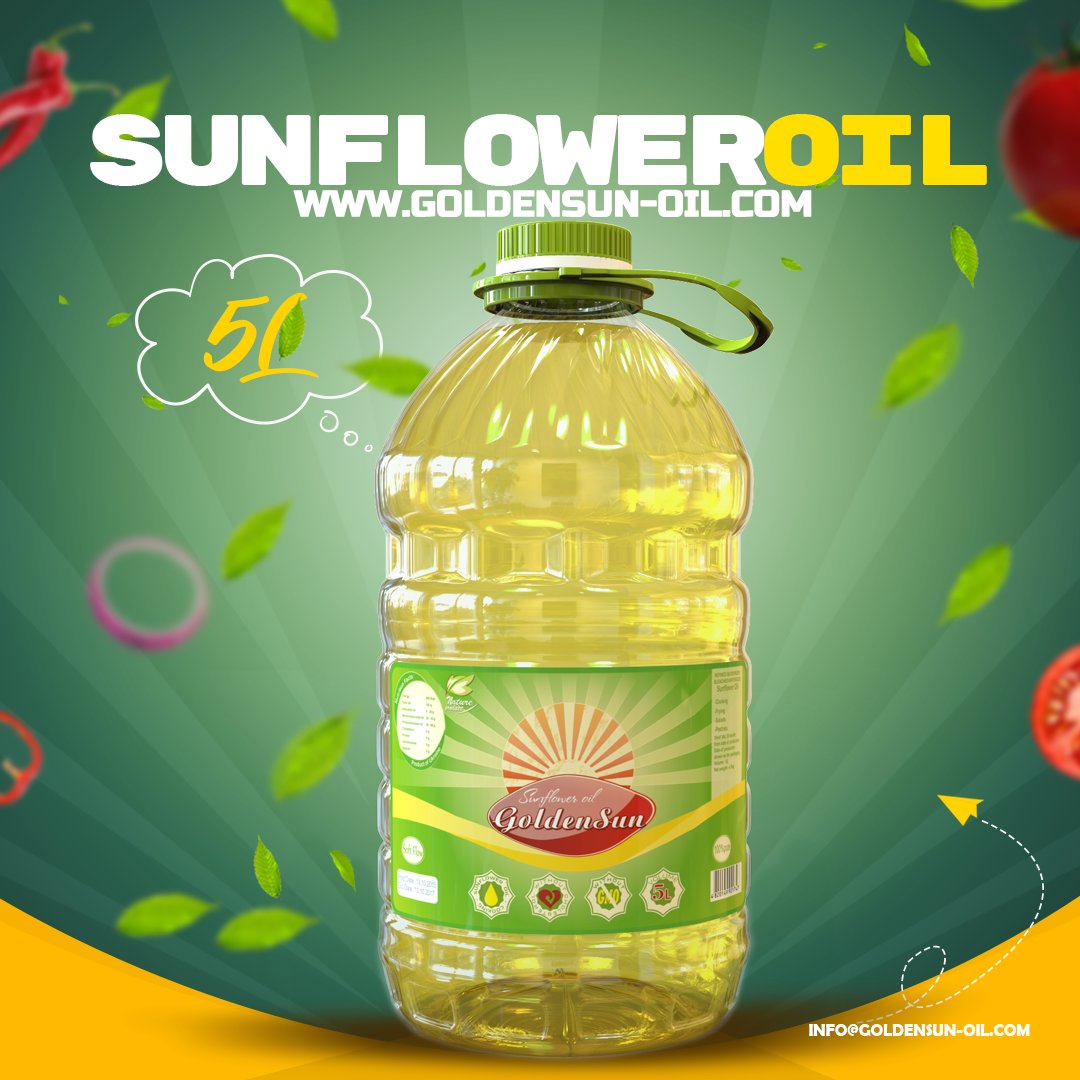 GoldenSunOil's tweet photo. Cooking Oil 5L Pet's bottle
Shelf of Life 24 month.
All Details : https://t.co/wnkYXZcSQ8 
email :  info@goldensun-oil.com 
#sunflower #subflower_seeds_oil #cooking_oil #vegetable_oil #Ukraine_oil #factory_sunflower_oil #rsfo #agriculture #agroukraine https://t.co/97462mcJ5v