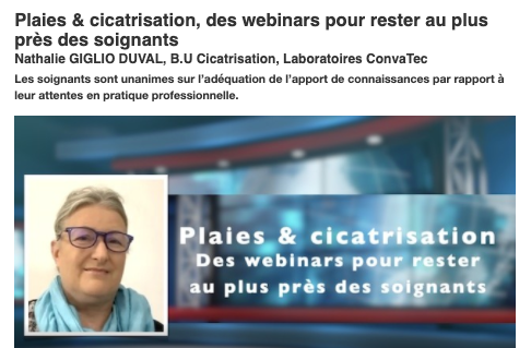 s_chevrel's tweet photo. “La #cicatrisation, sujet complexe, touche de nombreux acteurs dans le #parcoursdesoins du #patient : #infirmières #médecins #coordinateurs #Ehpad #pharmaciens #groupesescarres”🎬 Nathalie Giglio Duval, BU #PlaieEtCicatrisation @ConvaTecWoundFr https://t.co/g5nfrmndYs #webinar https://t.co/dtChjDJ1uW