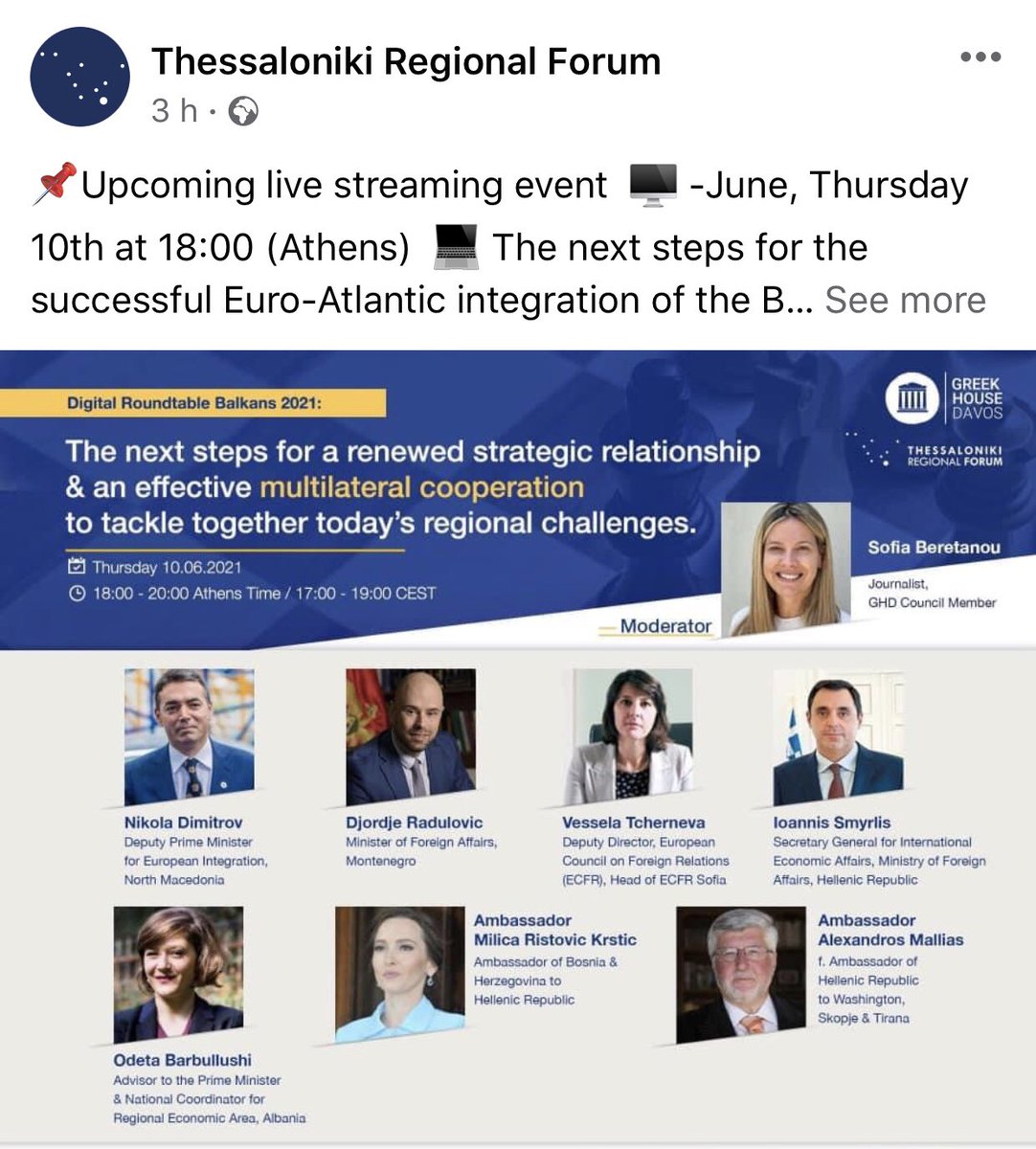 OdetBarbullushi's tweet photo. Follow us this Thursday June 10th, at @ThessalonikiRF discussing the future of the #WesternBalkans, regional cooperation &amp; EU accession path, the role of third actors and the importance of a strategic aproach of the EU vis-a-vis #WB. For perspectives from within the region. https://t.co/aXPx3l16TS