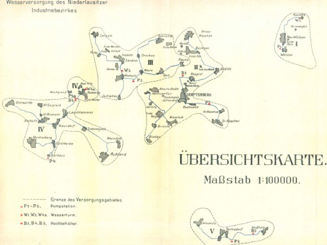 Quelle: Erläuterungen zum Projekt der Wasserversorgung des Niederlausitzer Industriebezirks, 1909