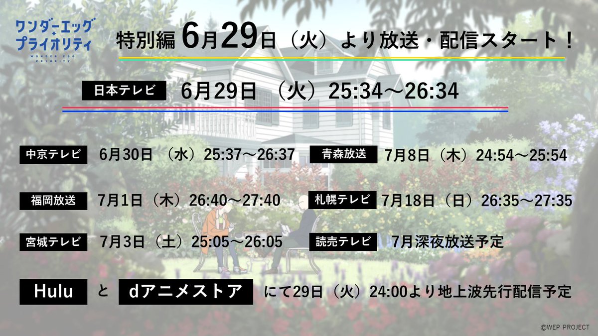実写ドラマ 高校教師 高嶺の花 などで知られる脚本家 野島伸司がアニメ作品の原案 脚本に初挑戦したオリジナルアニメーション ワンダーエッグ プライオリティ の特別編が6 29放送 Togetter