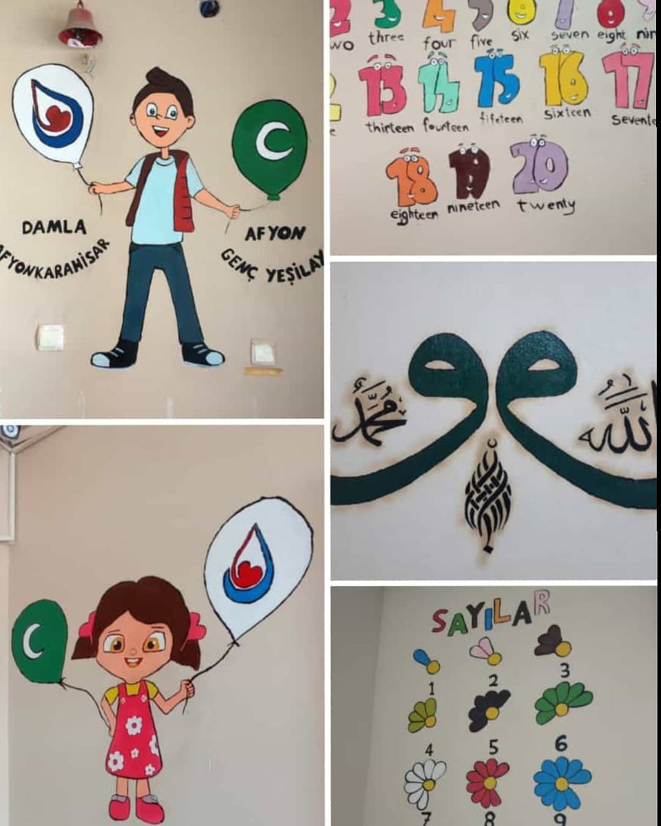 afyondamla's tweet photo. Genç Yeşilay AKÜ işbirliğiyle; güzel yürekler ve  capcanlı resimlerle sınıflarımızı renklendirdik🥳🎨💚💙
#udg #damlaafyon #damlaafyonkarahisar #okulboyamaetkinliği #okulboyama https://t.co/sS3Qdw1XBP