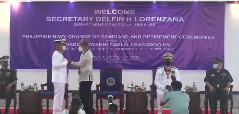 The badge of the Flag Officer in Command is pinned to RADM ADELIUS S BORDADO PN, the 39th FOIC, PN of the <a href="/Philippine_Navy/">Philippine Navy</a>