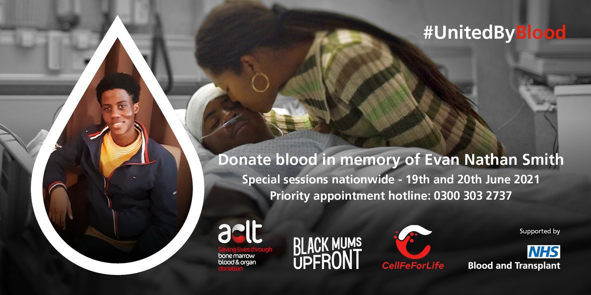 In 2019, Evan Nathan Smith died in hospital after a sickle cell crisis. His life may have been saved with a blood transfusion. Book a blood donation appointment on 19th and 20th June. Call 0300 303 2737 Now! #donatebloodsavelives blood.co.uk/news-and-campa…