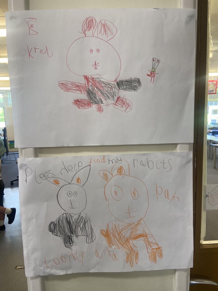 writing for a purpose! R’s rabbits have escaped at home so we’ve made posters in Ash to help find them #planninginthemoment #PITM