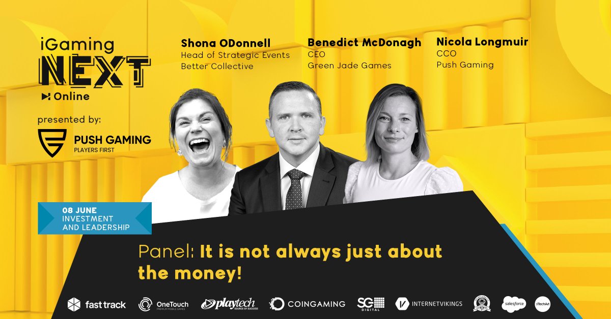 It is not always just about the money! 💸

Shona ODonnell (<a href="/ShonaO/">sofoodie 🇪🇺</a> <a href="/BetterCollectiv/">Better Collective</a>), Benedict McDonagh (Green Jade Games) and Nicola Longmuir (<a href="/push_gaming/">Push Gaming</a> ) are taking the stage.  

👉 Watch the session live now: 
youtube.com/watch?v=O8lSIQ…