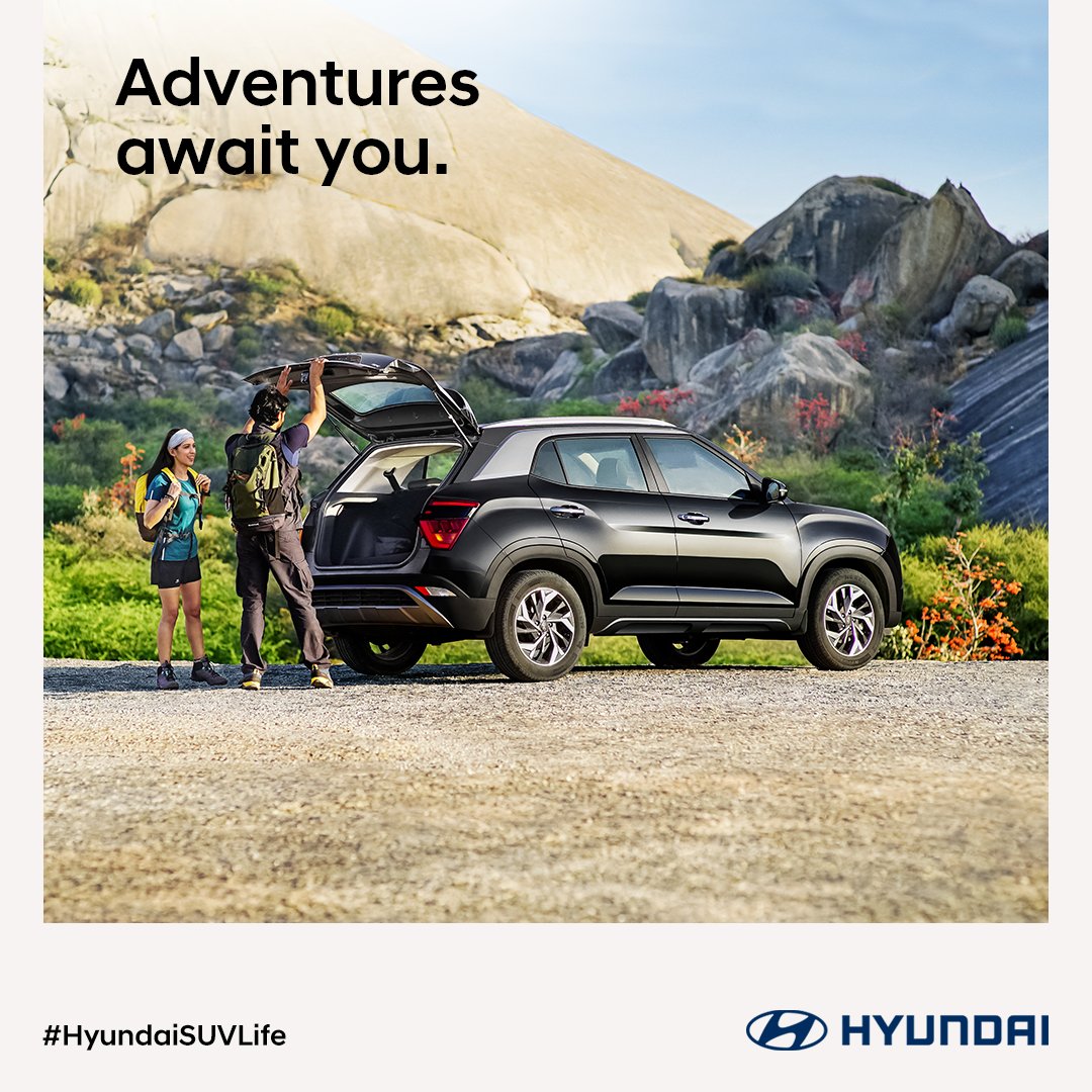 HyundaiIndia's tweet photo. Adventure is waiting for you, conquer every terrain wherever you go with #AllNewCRETA and live the #HyundaiSUVLife. Share your #HyundaiSUVLife with us through pictures and videos using our hashtags. Don't forget to tag @HyundaiIndia.
#HyundaiSUV #HyundaiCreta #UltimateSUV https://t.co/W3M1J6jhJT