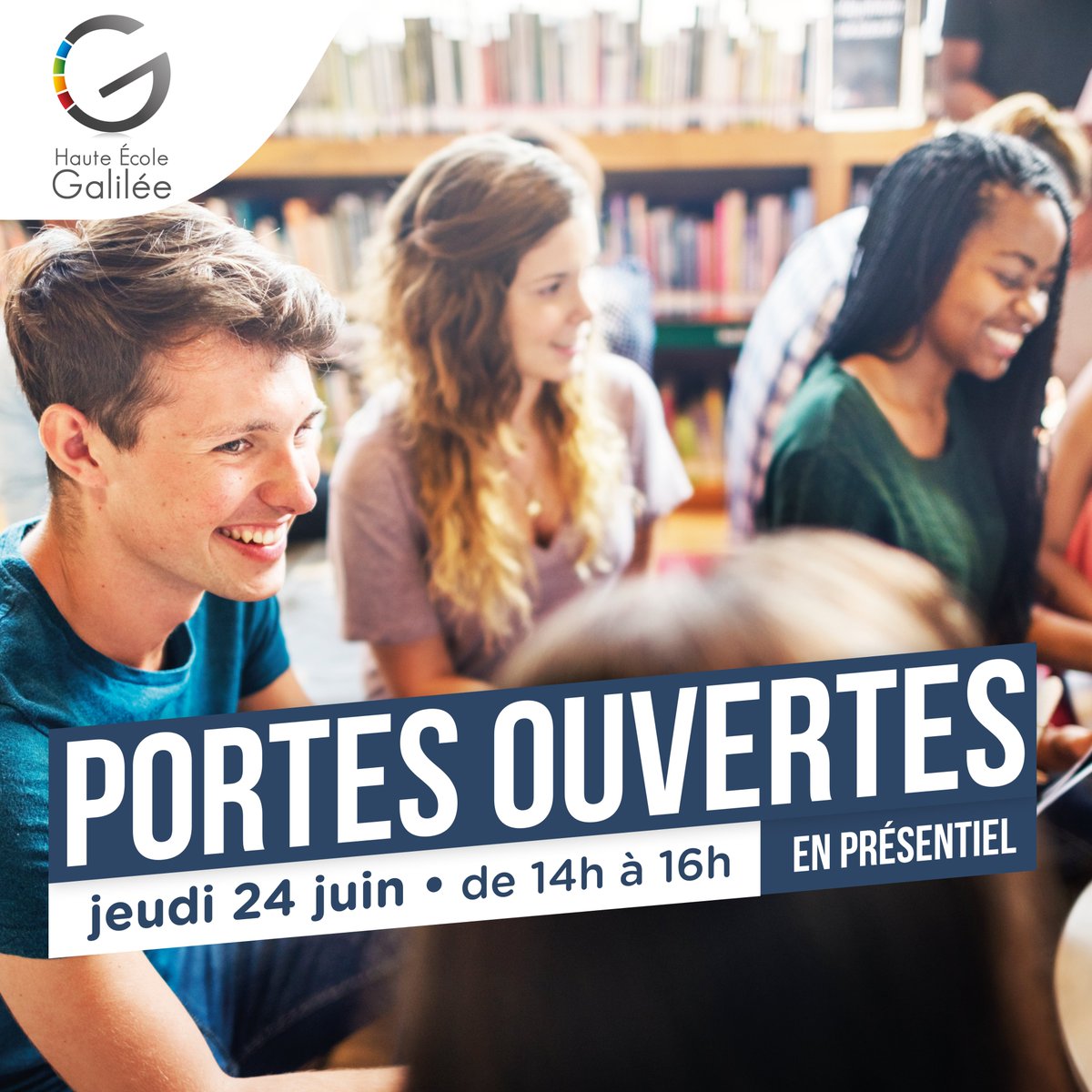 La Haute Ecole Galilée vous invite à sa journée portes ouvertes le jeudi 24 juin en présentiel sur inscription 😃 
Plus d'infos 👉galilee.be/portes-ouvertes