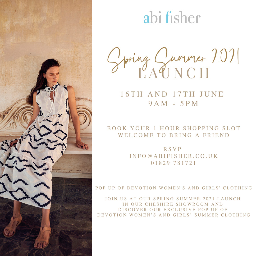 You're invited! Join us at our Spring Summer launch in our Cheshire showroom and discover an exclusive 2 day pop up of Devotion women's and girls' clothing #Cheshire #Tarporley #Event #Shopping #ShopLocal