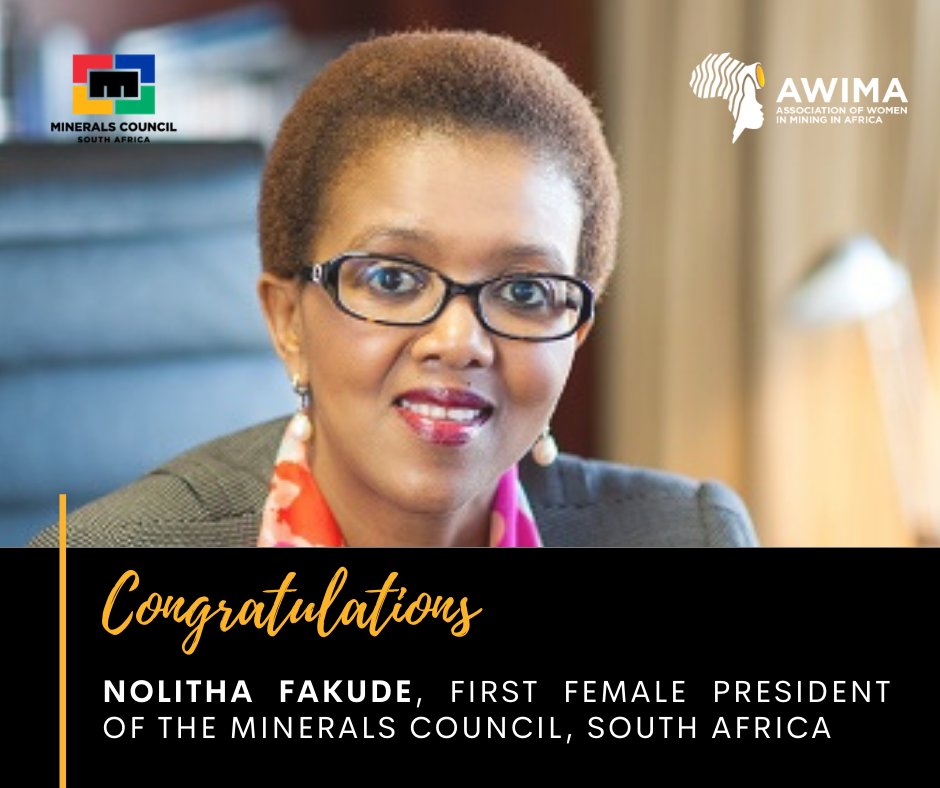 We celebrate the rise of African women in the mining industry. Congratulations to Nolitha Fakude, on her recent appointment the first female President of the Minerals Council South Africa. 🇿🇦

#WomenInMining