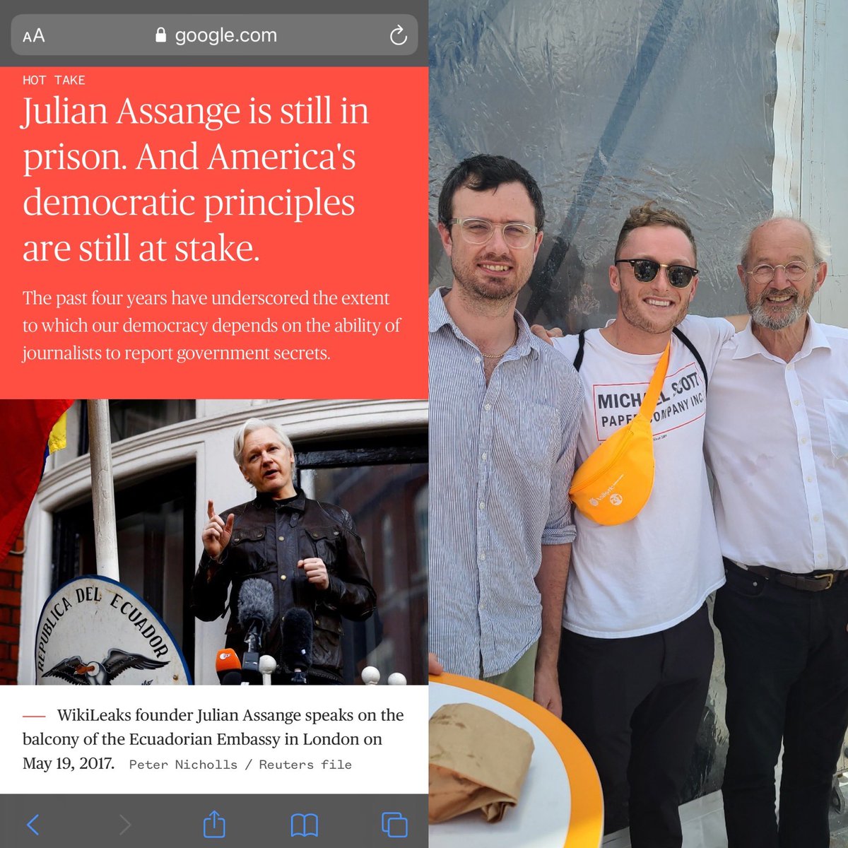 Marspenn1's tweet photo. "Left to its own trajectory, global civilization will be a postmodern surveillance dystopia, from which escape for all but the most skilled individuals will be impossible. It is time to... fight for ourselves and for those we love."—Julian Assange #FreeAssangeNOW #HomeRun4Julian https://t.co/92Y0OvxjBH