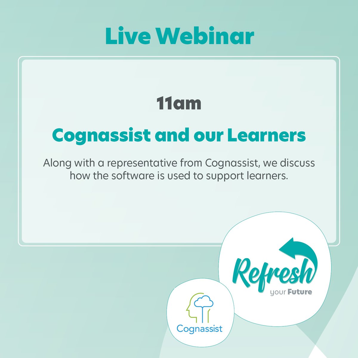BBTraining's tweet photo. Coming up our Head of Operations Samantha Slack, speaks to Carrin from @CognAssist on the role they play in supporting our learners. 

#RefreshYourFuture 

Click the link to watch here: https://t.co/WLWYgAu4GB https://t.co/eTLGsLqxif