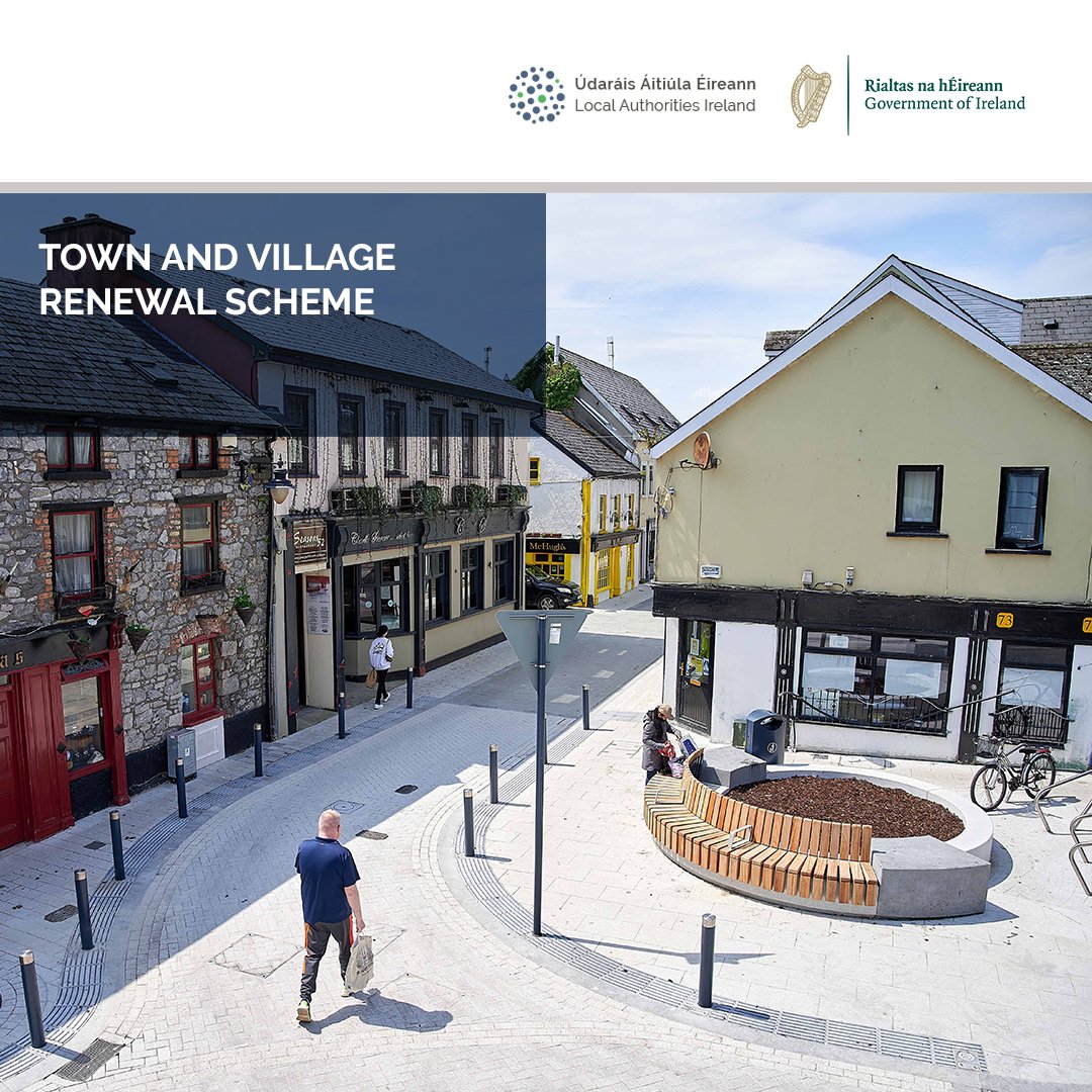 LocalGovIre's tweet photo. The Town and Village Renewal Scheme from @DeptRCD is now open. 

This year's scheme will place particular emphasis on projects supporting remote working and enhancing town centre living.

Contact #YourCouncil for details on how to submit an expression of interest for funding. https://t.co/IATNzkcrYY