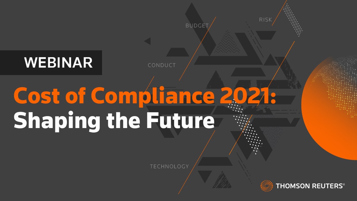 STILL TIME TO REGISTER!! Join us tomorrow for the Cost of Compliance 2021: Shaping the Future complimentary webinar.
Date: June 9, 2021
Time:  09:00-09:45 EST / 14:00–14:45 BST
REGISTER HERE >  lnkd.in/eEecjVh
#compliance #risk #regulatoryintelligence #financialservices