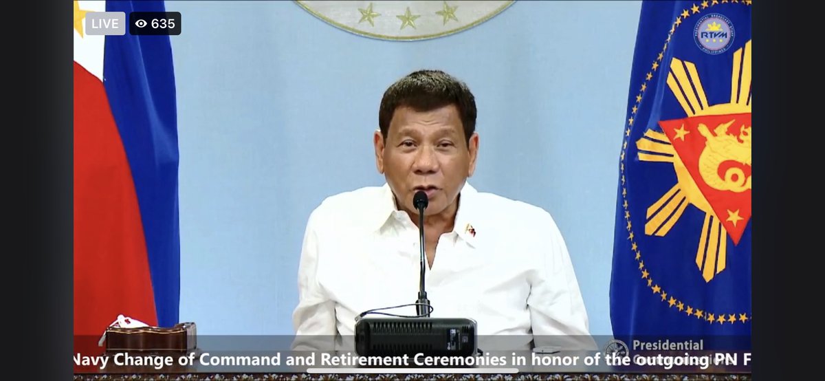 The Commander-in-Chief, President Rodrigo Duterte, delivers his video remarks to VADM BACORDO. #ModernandMultiCapablePHNavy