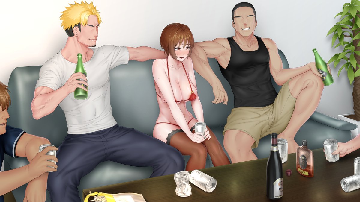 恥ずかしい格好で酒を飲まされる人妻...
#返済はカラダで3 