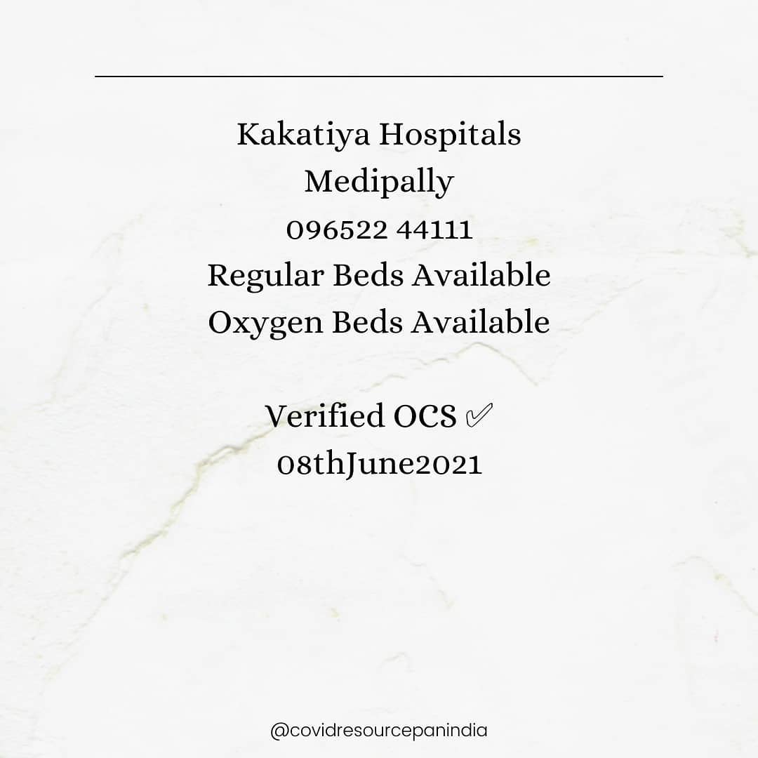 pspk_girl's tweet photo. #Hyderabad
#BedsAvailability
#Verified
#Covid19IndiaHelp
# #Covid19 #CovidResources https://t.co/K0fSyPblmP