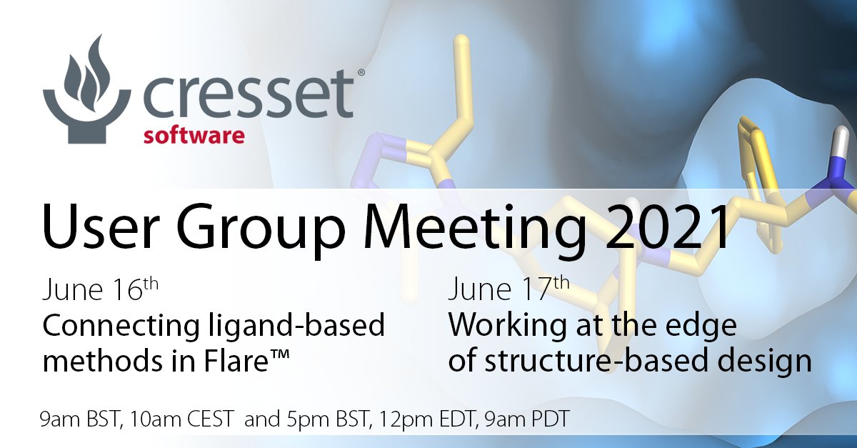 cressetgroup's tweet photo. With just over a week until the Cresset User Group Meeting, we hope you can join us.

https://t.co/xY6CzEPaUx

#compchem #medicinalchemistry #biotech #pharma #drugdiscovery #pharmaindustry #CUGM21 https://t.co/3Ysabc5T2d