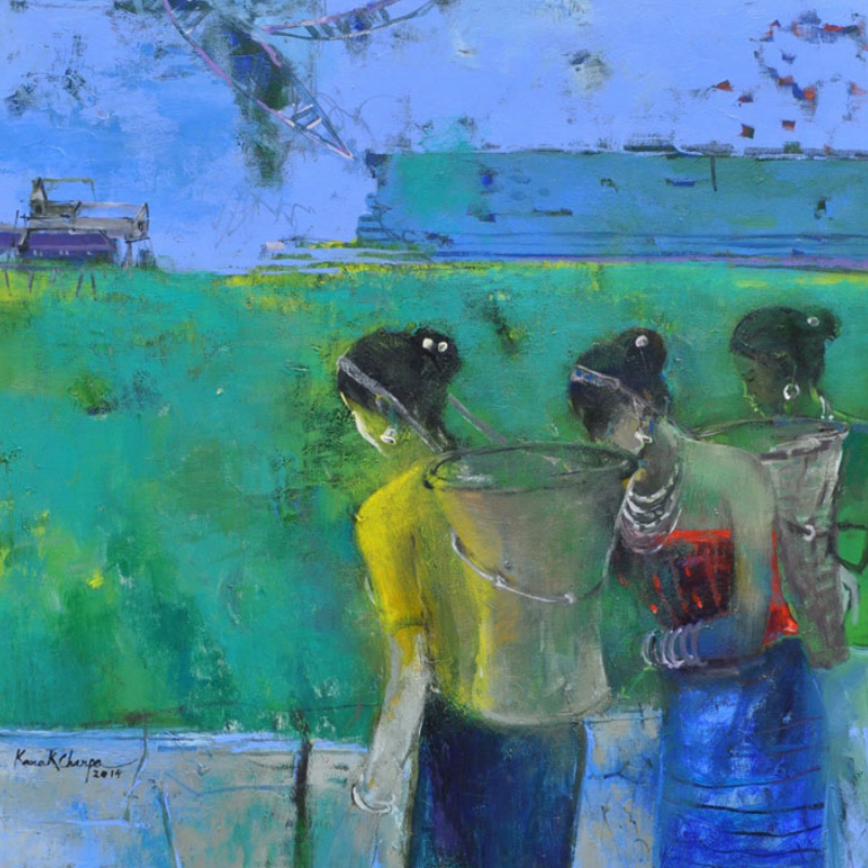 artukdotorg's tweet photo. Discover the work of Kanak Chanpa Chakma, one of Bangladesh's foremost contemporary artists

https://t.co/EGS8JdPZh7

'Walk to Work' by Kanak Chanpa Chakma (b.1963) © the artist 📸  courtesy of the artist