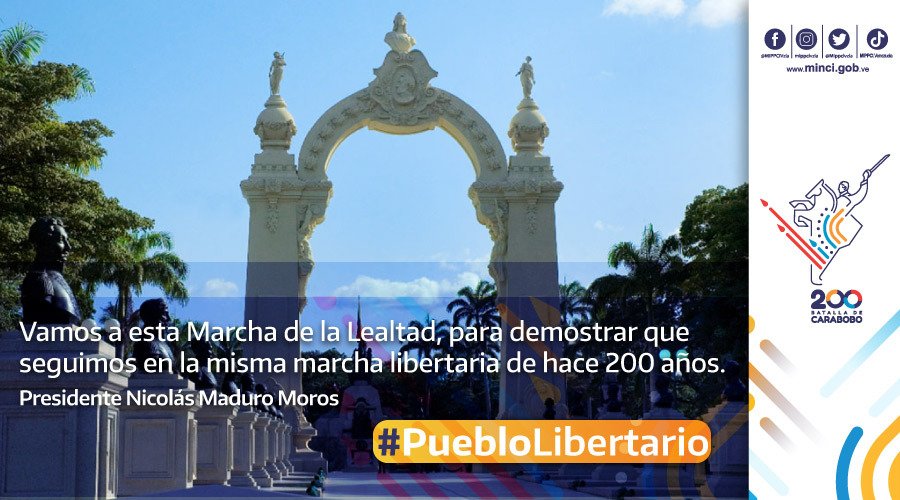 #8Jun |🇻🇪📢 ¡ETIQUETA DEL DÍA! ▶️

#PuebloLibertario

Somos los Invictos de hace 200 años. La llama de Carabobo flamea invencible.

¡Seguiremos Venciendo!
<a href="/VTVcanal8/">VTV CANAL 8</a>
