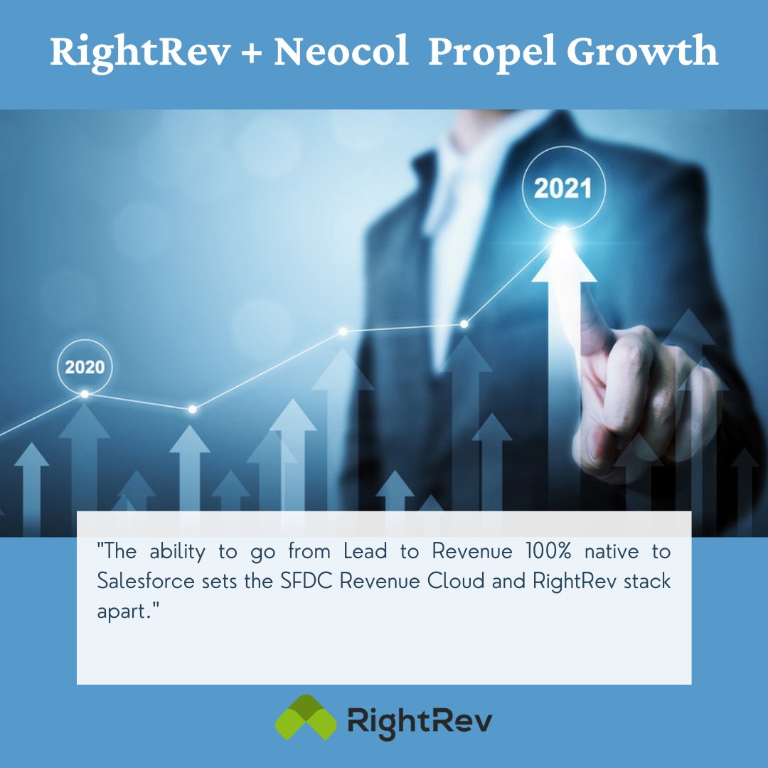 RightRevInc's tweet photo. #RightRev joins hand with #Neocol to provide #Salesforce customers a single source of truth experience for Lead to Revenue process.
#revenuecloud #revenuerecognition
https://t.co/4TdnKVsTC6 https://t.co/tPyPc9MTXR