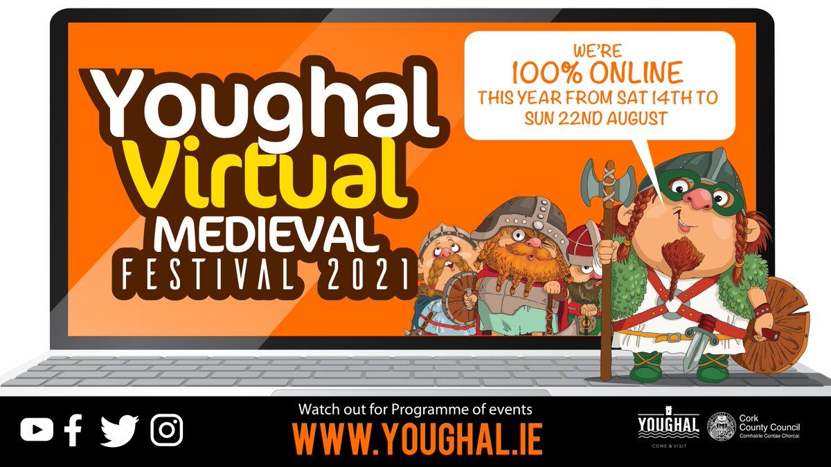Going 'virtual' this year A whole new venture as we finalise our programme....it is going to be special and is very exciting. Huge 'thank you' @irishwalledtown @Corkcoco for continued support! #medievalfestival #irelandsancienteast #youghal #keepdiscovering #purecork