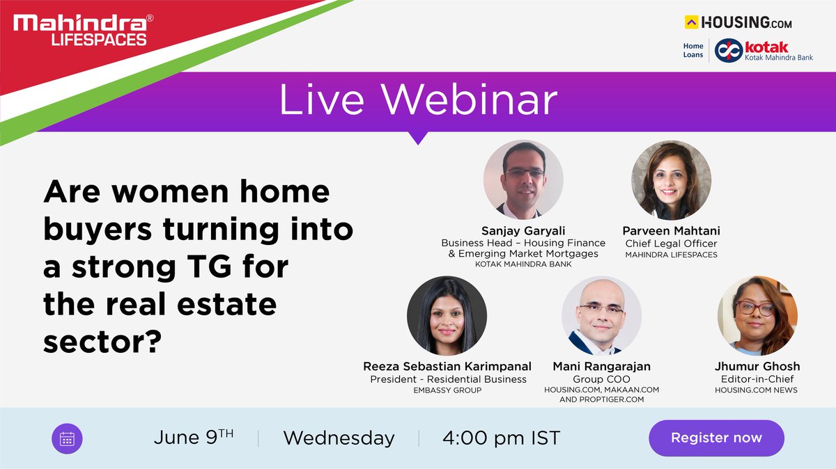 life_spaces's tweet image. Women in India are turning towards real estate as a stable investment option. Are they the next major target group for India&apos;s real estate sector? @parveenpmahtani, Chief Legal Officer at #MahindraLifespaces, shares her take as one of the esteemed speakers. Link in the bio.
