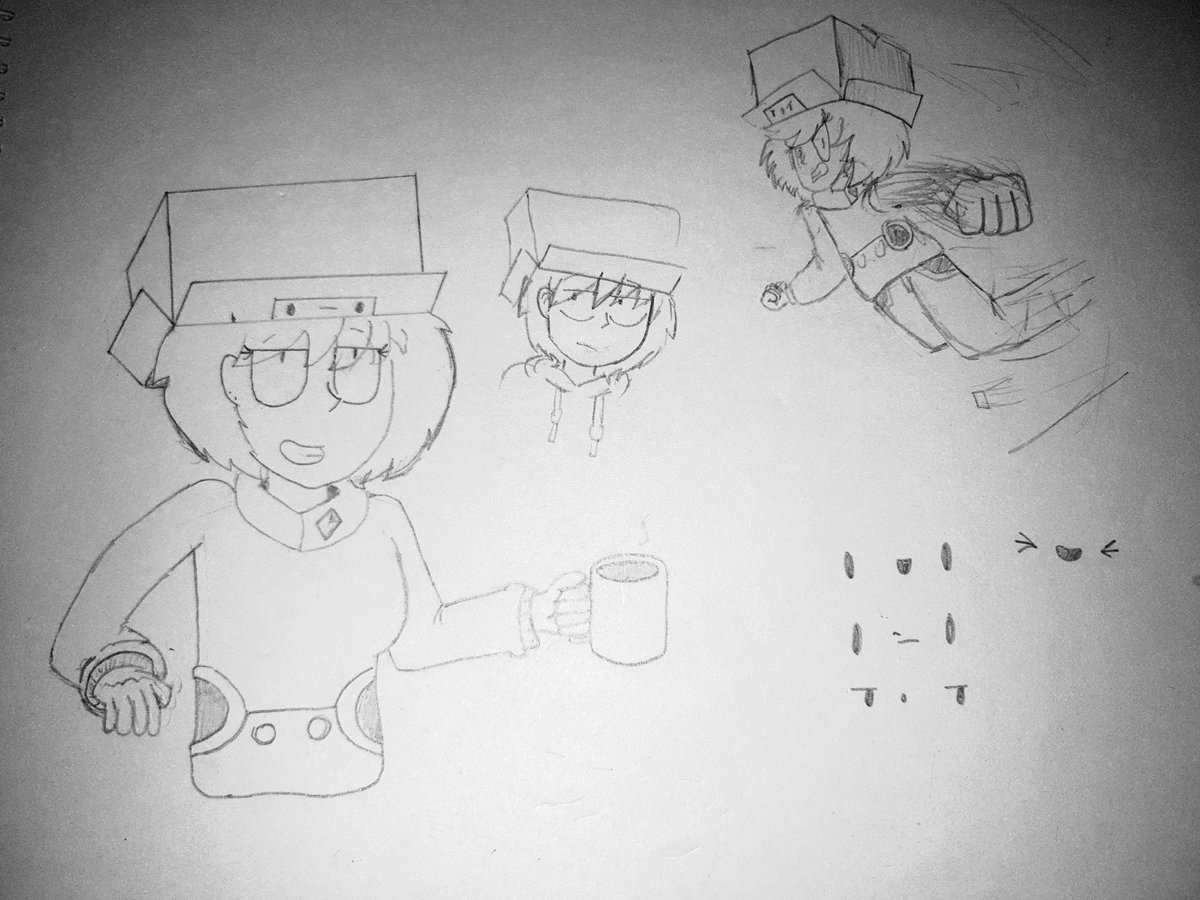 Hey look, I found my drawings from 2017.
Here's the prototype of Boss Rush. Apparently it's was called Absolute Insanity. Huh. Forgot about that.

There's also this OC I made called "Boxgirl," who was gonna have her own comic. No idea how I forgot about her all of a sudden. 