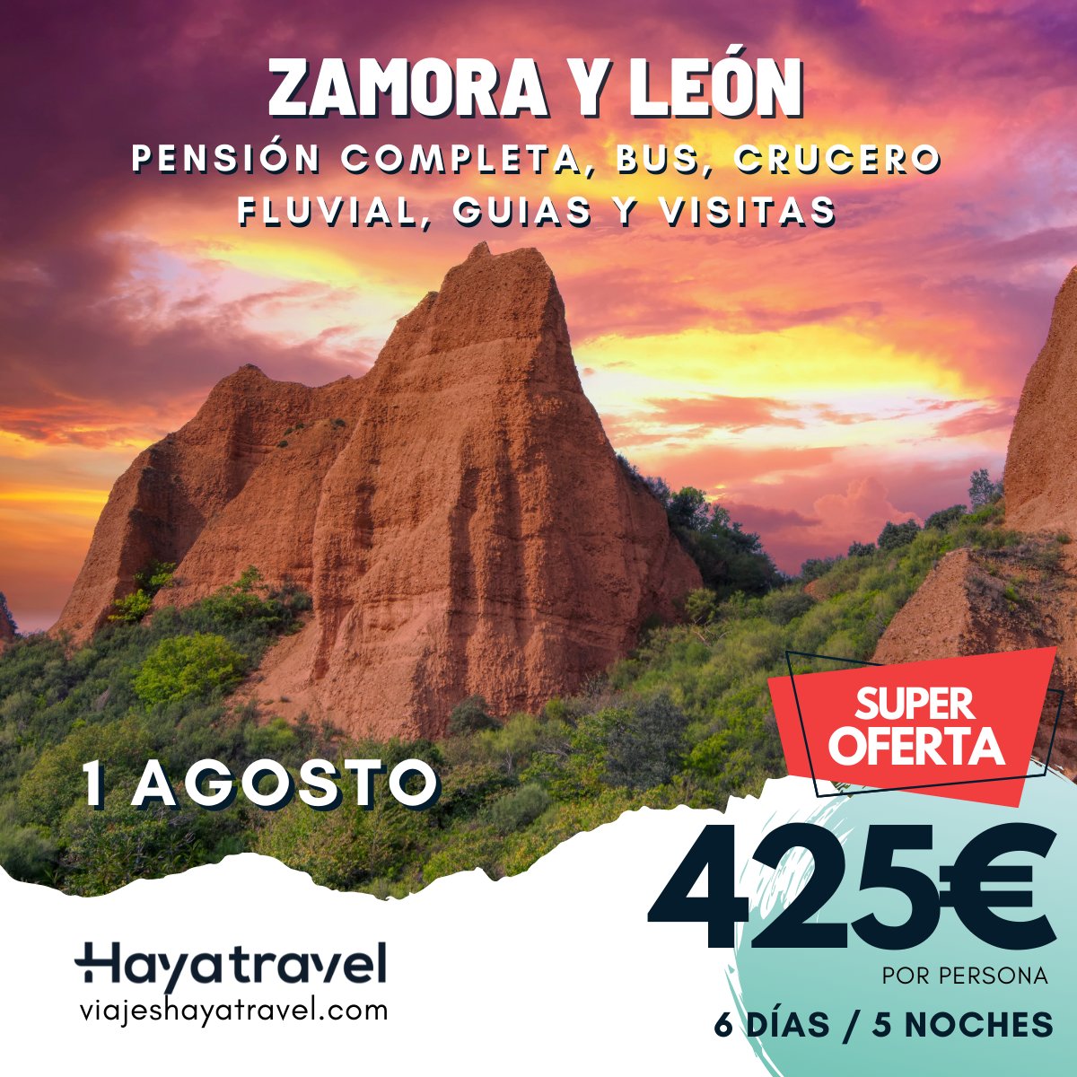 Hayatravel's tweet photo. 💙✨📣Vente con nosotros 6 días a #Zamora y #León el 1 de Agosto por 425€📣✨💙Viaje en grupo en #pensióncompleta con #crucero fluvial #guias, #visitas y #bus desde #Almansa 😉🌍 ¡Te estamos esperando!📣 ¡Plazas limitadas!📣

🔹 Visítalo en nuestra web ▷ https://t.co/gOeZbKe0JX https://t.co/hRQwz0wKNy