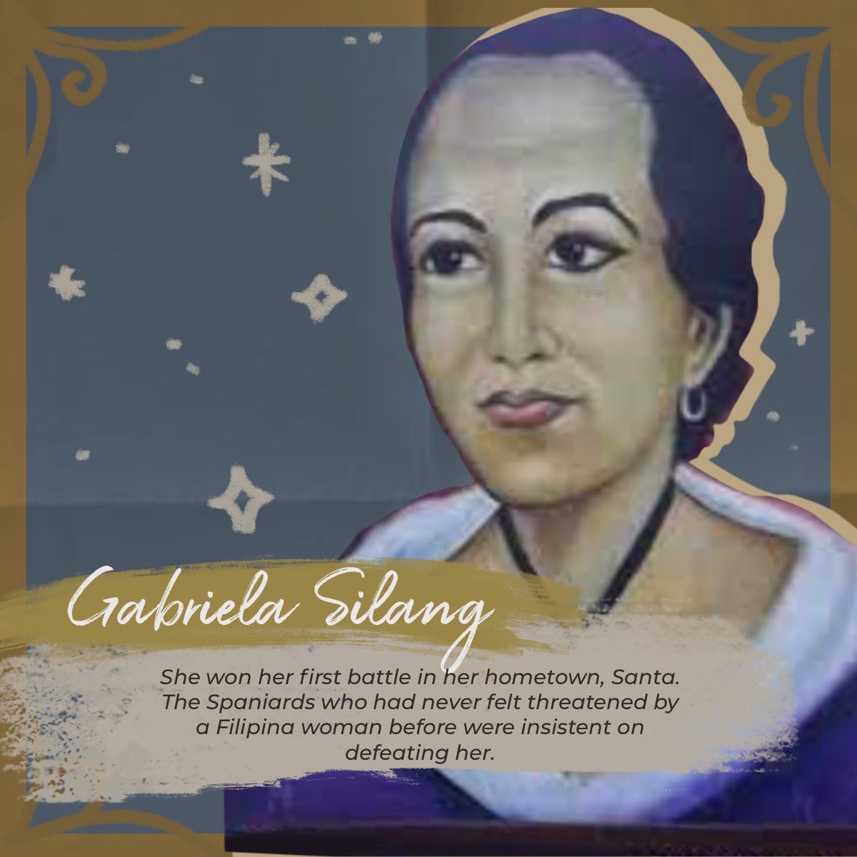 jacintoandlirio's tweet photo. Growing up, I studied about Filipino heroes and their significant contributions to our country's history. Let me share something about this hero. She vowed to avenge her partner's death by taking over his role and continuing to fight. 

Before swiping, comment your guesses below! https://t.co/MFCjwfp3h3