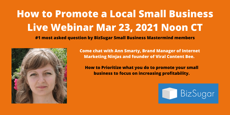DenisaCinca's tweet photo. BizSugar Live Webinar: How to Promote a Local Business with @SEOSmarty #smallbusiness https://t.co/HFBjPcTFoc RT @GrowMap https://t.co/ALww82HMtt