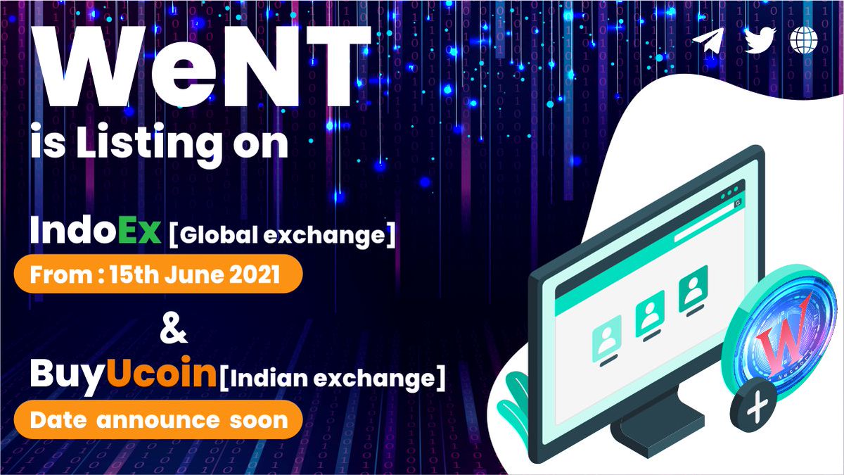 WeNetwork_WeNT's tweet photo. 🗣🧨 Yes, We are listing on two exchanges this month 🧨🗣

WeNT is listing on two exchanges.
1st IndoEX (Global Exchange)
2nd BuyUcoin (Indian Exchange)

Happy with this or not ?

Note : Pre-sale is Starting in next 45 Min.
Buy Now :- https://t.co/DcxTz70ZAJ https://t.co/BEARWiJ2ks
