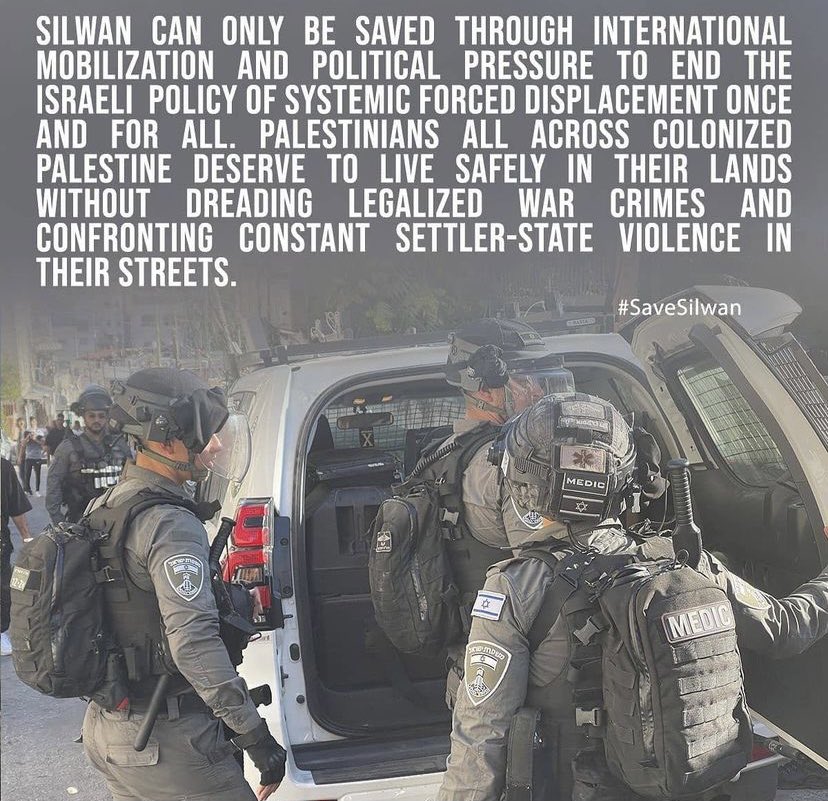 daniayagmur's tweet photo. PALESTINIANS E ALL ACROSS COLONIZED PALESTINE DESERVE TO LIVE SAFELY IN THEIR LANDS WITHOUT DREADING LEGALIZE WAR CRIMES AND CONFRONTING CONSTANT SETTLER- STATE VIOLENCE IN THEIR STREETS #Savesilwan #SaveSilwan #freepalastine #SaveSheikhJarrah  ❤️‍🩹❤️‍🩹 https://t.co/82Mb4WgfoW